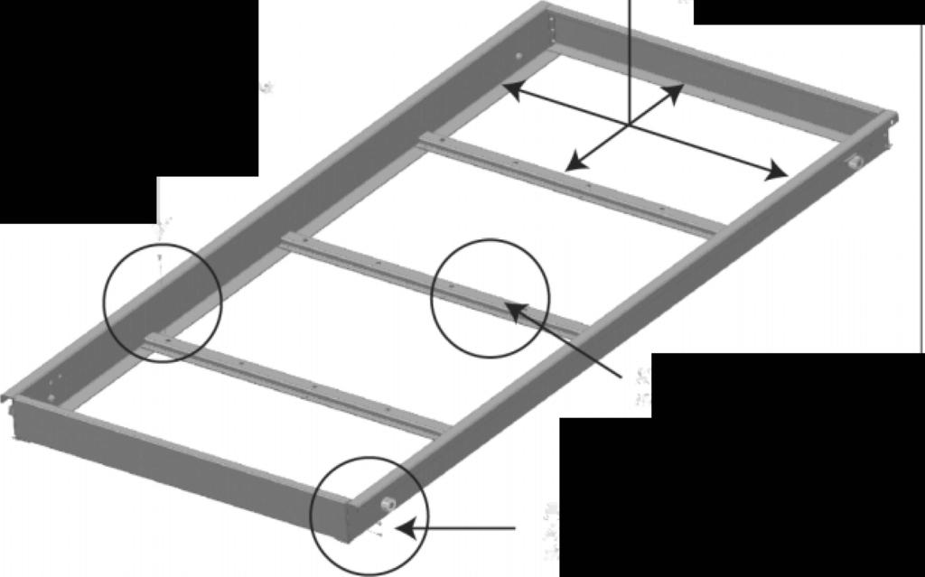 Attach each mid-rail with four rivets; two on left side and two on right side of each mid-rail. (Figure 1B) 3. Measure inside dimensions of each insert area for wood insert panels (not provided).