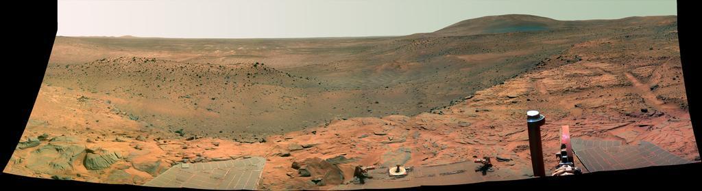 Vision in space NASA'S Mars Exploration Rover Spirit captured this westward view from atop a low plateau where Spirit spent the closing months of 2007.