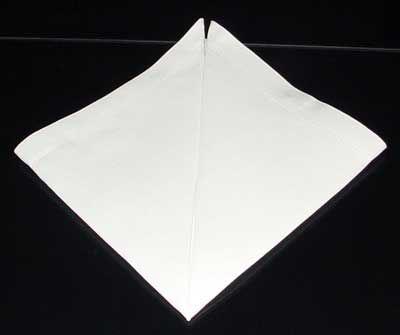The Crown Napkin Fold Fold the napkin in half diagonally Orient the napkin so the open ends are pointing away