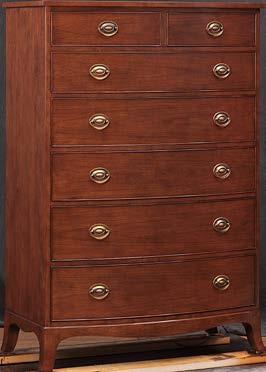 CLASSICS COLLECTION H56½ 38¼ D20 WHITEHALL TALL CHEST 3824 (CHERRY) 4824 (MAHOGANY) Bow front 7-Graduated & beaded drawers Oval shaped drawer pulls in 3 optional finishes Cherry (horizontal grain,