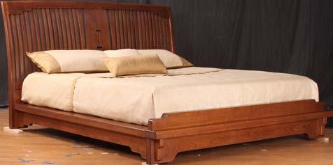 PASADENA BUNGALOW ALL FOOTBOARDS ARE 14½ HIGH OAK KNOLL SPINDLE PLATFORM BED AN-7326-299 (CHERRY) AN-7326-131 (SAPELLI) Solid cherry or sapelli Compound curved spindles Cloud lift top & side rails