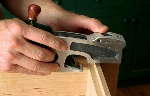 I periodically use the tool to correct a misshapen opening for a cabinet back, to improve the fit of a rabbeted case joint, or to size the rabbet of a recessed door panel to just the right fit in a