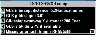 ILS/GLS and GVOR setup menu GLS Intercept distance Distance from the touch down point to the final approach fix (FAF). The FAF is along the extended center line of the runway.
