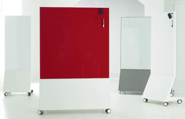 Mobile Boards Single Sided Glass Board, integrated pen tray on back, solid aluminum frame,
