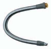 2 Coolant hoses made of nickelplated steel wound sleeve and an interior plastic hose, exterior damageproof and absolutely leakproof, steel connection and drain nozzle Screwin threaded connector