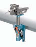 the vice can be adjusted vertically by 180 and rotated through 30, telescopic shock absorbers ensure weight balancing