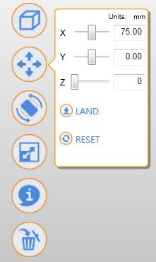 5.2 Move Alternative: Move the 3D object by holding ALT key, then click and drag the mouse. NOTE Adjust the value of the X, Y and Z axis to change the printing position of the object on the print bed.