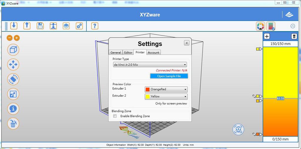 12.1 Printer Settings Note: In "Settings", you can set the printer model or preview