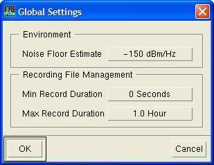 USD Setup Window Global Settings Button The Global Settings button will bring up a dialog box to modify the global parameters that affect all the active signal detectors.