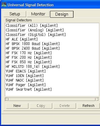 USD Design Window USD Design Window Signal Detector List The Signal Detectors List contains all the signal detectors currently in the signal detector library.