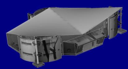 5 Modelul 3D al clădirii Decanat, realizat în softul PhotoModeler Scanner pe baza fotogramelor UMK 10/1318, prelucrate prin procedeul multiscopiei, (a) vedere nord-est, (b) vedere sud-vest Deoarece