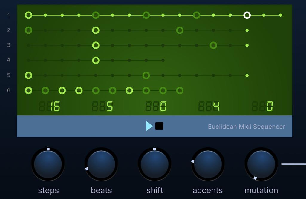 2.2 Ruismaker FM s Euclidean Sequencer Ruismaker FM s implementation of the algorithm works as follows: each channel has its own pattern.