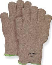 Heat Defier II Protects to 425ºF. Heavyweight, double layer brown and white terrycloth glove with continuous wrist. Seamless. Ambidextrous. Sold by the dozen pair. 2636 size L - $124.