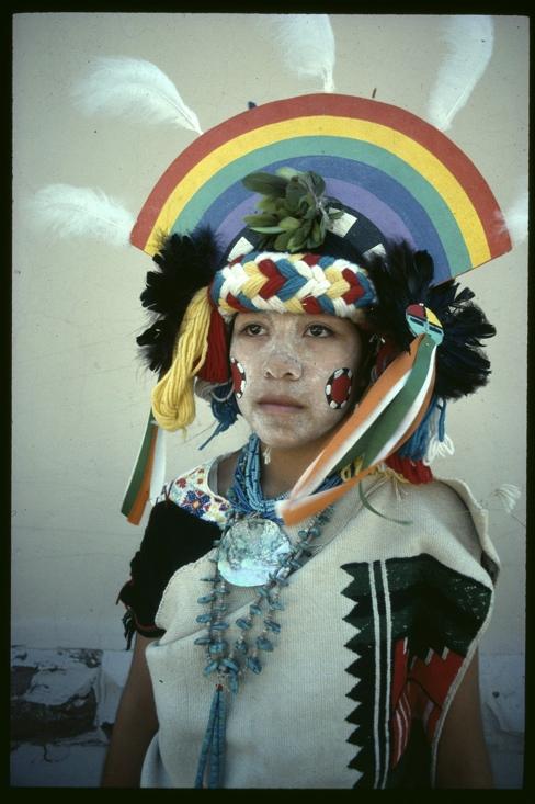 CASE STUDY: WORKING WITH THE HOPI Hopi Rainbow Dancer, 1976. Courtesy of John Running Collection; Cline Library, Special Collections and Archives. NAU.PH.2013.4.1.7.25.