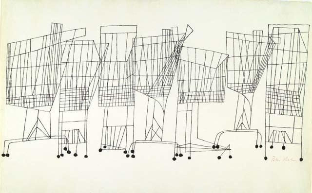 Ben Shahn has shown repetition in his work, Supermarket by repeating the same subject over and over