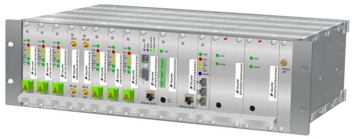 AXELL WIRELESS SOLUTION The Fibre Optic Master Unit (OMU) can be equipped to support multiple Fibre Optic repeaters (MBF) The OMU is a 19 rack mounted unit. Each rack supports six optic modules.