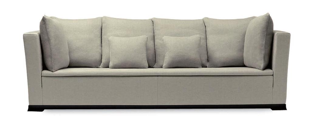 OTELLO Two, three or four-seat sofa. Otello is characterized by its classic and sophisticated design, featuring slightly inclined sides and a visible wooden base in wood.