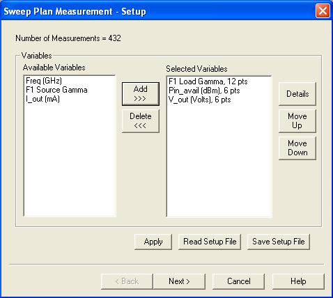 System Operation - Measurement Sweep Plan Up to 7 Variables Fully
