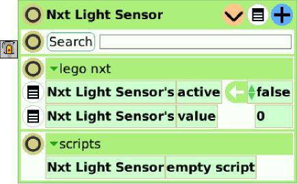 (the sensor detects only the ambient light). We can change the value of the active property to true. Doing this, the sensor will emit a red light.