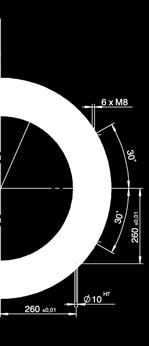 Indexing precision: ± 18 Indexing precision in radian measurement: ± 0.033 mm(at Ø 750 mm) Max. flatness of ring: * 0.