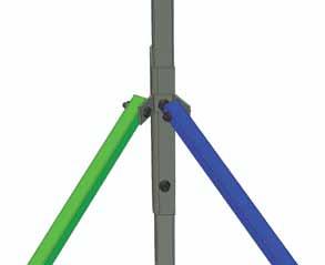 Each Cross Brace should alternate - with the Green Braces always bolting to the outside of the bracket and the Blue Braces always bolting to the inside. 9.