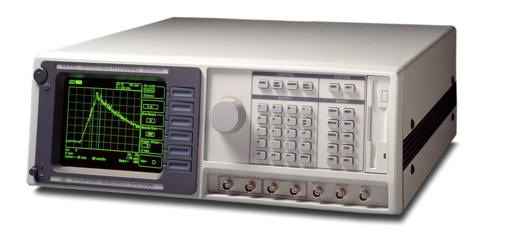Photon Counters SR430 5 ns multichannel scaler/averager SR430 Multichannel Scaler/Averager 5 ns to 10 ms bin width Count rates up to 100 MHz 1k to 32k bins per record Built-in discriminator No