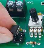 Note how the middle pin on the transistor will need to be carefully bent out in the direction away from