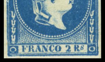 After the 5c and 2r stamps had been printed, the values were removed from the stone and the new values, 10c and 1r respectively, were placed on the stones by