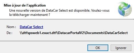 DataCar Select is available. Do you want to download it now?