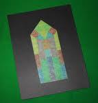 Stained Glass Holiday Art Materials: Construction paper Tissue paper Contact Paper Tape Teacher prep: Cut a large supply of tissue paper squares Cut a construction paper frame of a holiday shape for
