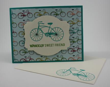 Card #1 Directions Wheely Sweet 1. Fold card base in half and attach patterned paper with SNAIL. 2.