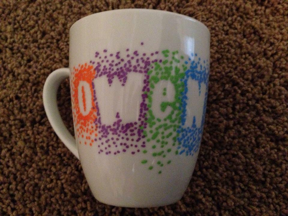 Do # 1 Sharpie Mugs Supplies Needed: White ceramic mugs (the inexpensive dollar store ceramic mugs are perfect), letter stencils (both the outline and inside part of the stencil either works), every