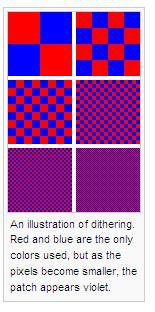 GIF Dithering Allows for dithering: Question: What do you think a program, that converts images into gifs does, if the image has