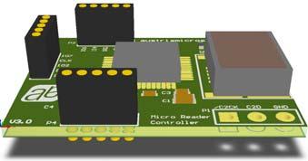 The controller board on bottom contains the 8-bit MCU and the USB connector for