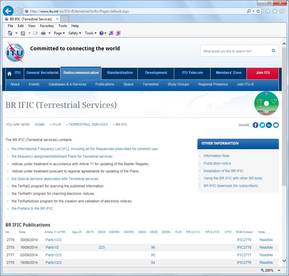 BR IFIC ON WEB The contents of each BR IFIC publication are also accessible on-line through: