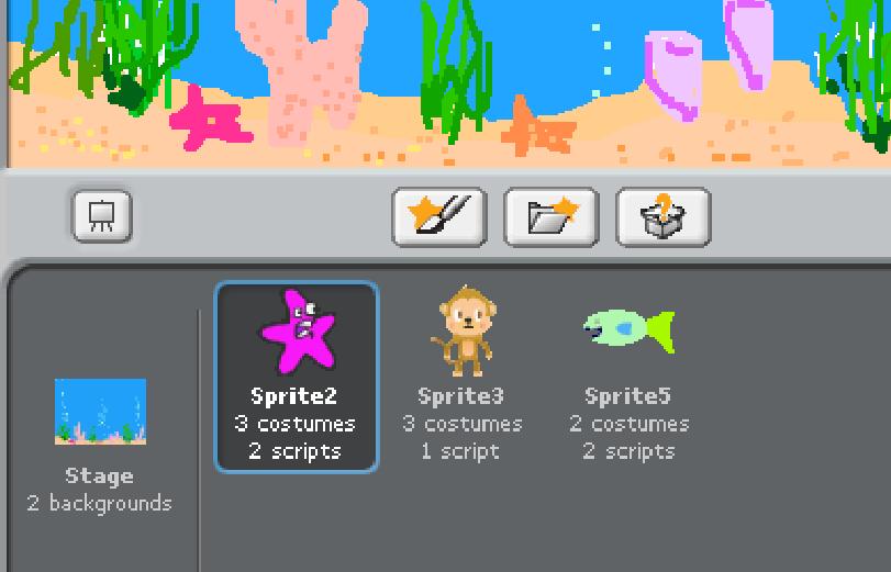 in Scratch. Write a program in Scratch to tell the story.