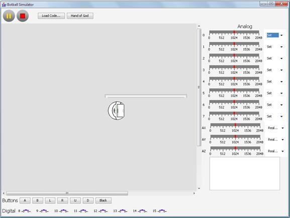 Motor 1 2 3 4 Servo 1 2 3 4 Figure 1: Screen shot of the simulator in action. 2.1 Features Properly parsing C code is difficult, and re-implementing an algorithm to do so takes a long time to design and test.