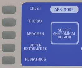 ANATOMICAL PROGRAMMED RADIOGRAPHY (APR) The APR mode allows the operator to simply select the desired examination from any of the 100 exam views, covering the 10