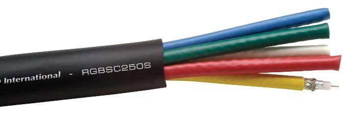 VIDEO CABLES 51 Component RGB: Miniature 25 AWG Solid Ultra-thin Profile Low Attenuation & Return Loss Precision 75S Impedance 3GHz Bandwidth High Velocity of Propagation Flexible Full Copper Braid &