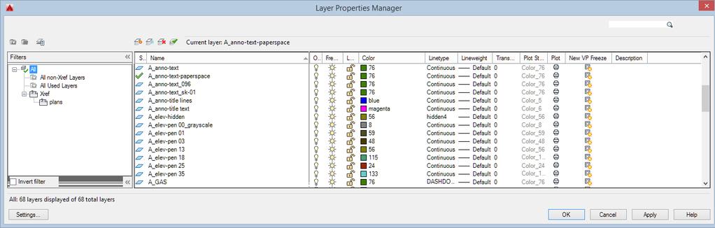 Layer Properties Manager Allows you to create new layers and modify layer properties.
