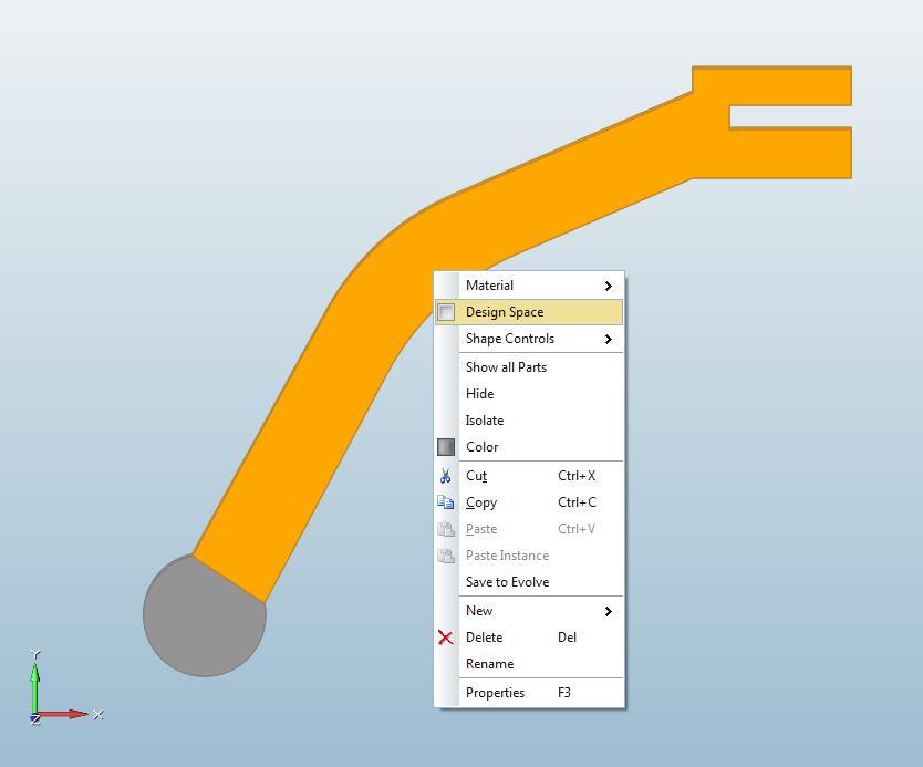 Density and Yield Stress. dfday Select the arm part and click with the right mouse button on it. Enable the checkbox named Design space.