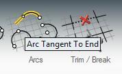 Pick the Arc Tangent To End symbol to continue/extend the lines tangentially.