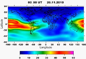 IGS GIMs Image credit: UWM Equatorial Region: strongest effects; highest; strongest TEC gradients; Irregularities not correlated with magnetic activity Mid-Latitude Region: normally quiescent but