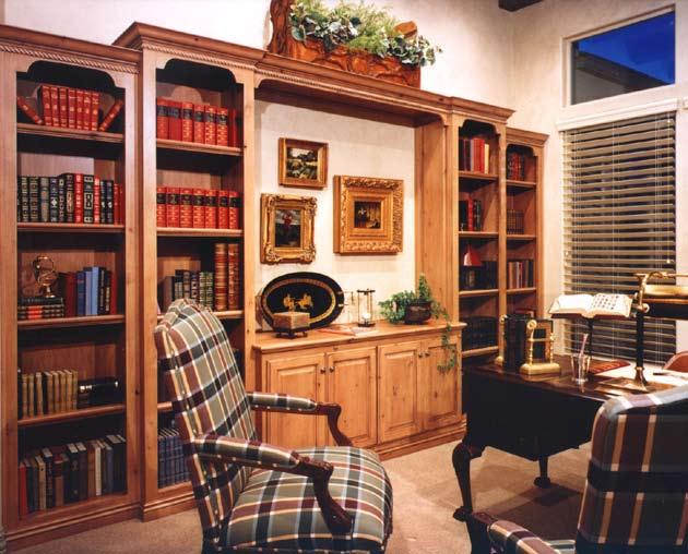 4. Home library This residential library project was done for a showcase home in a Parade of Homes project. It features knotty alder woodwork with square, raised-panel doors.