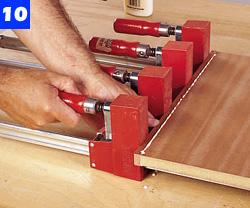 -wide edging strip to overhang the panel on both the top and bottom faces. After the glue sets, use a sharp plane to trim the edging flush.