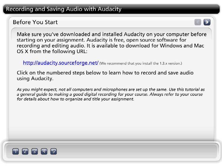Recording and Saving Audio with Audacity Items: 6 Steps (Including Introduction) Introduction: Before You Start Make sure you've downloaded and installed Audacity on your computer before starting on
