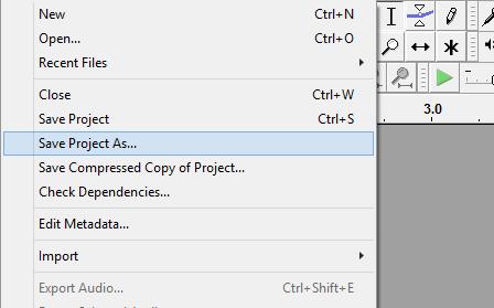 Click the File menu and select Save Project As Select the VoiceBank folder you created earlier. Enter a project name in the File Name box. Call this VoiceBank Work.