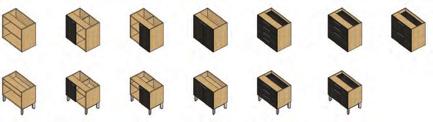 * 42", 54" and 84" units are not available in configurations with file drawers ** 66" and 78" configurations with file drawers are asymmetric and allow a 36"w file drawer on one side only.