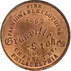 From the Dave Bowers and Wayne Liechty collections. (400-500) 347 - OH920A-2a R9 NGC MS63 RB 50% Red. John Tresler Grocery Store, West Jefferson 1863 with Anchor reverse die 1346.