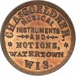 (500-750) 444 - WI920B-1a R6 PCGS MS62 BN Or a bit better 10% Red. Bertram & Co. Sign of the Mammoth Boot, Watertown Wisconsin.